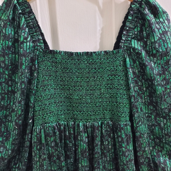 ALICE + OLIVIA Smocked Green Floral Long Sleeve Mini Dress Size XS - Picture 11 of 13